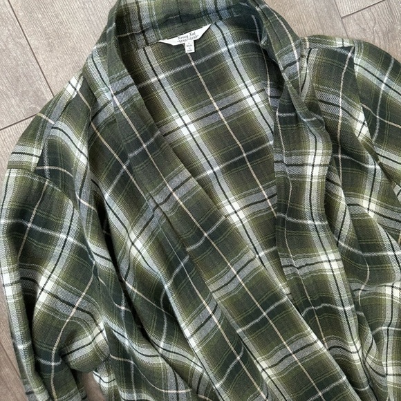 Vintage 90s Plaid Distressed Fringe Flannel Plaid Cardigan Women’s Size Large - Picture 9 of 13